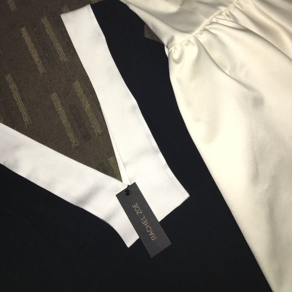 Deep Plunge Jumpsuit Long Sleeve Navy White Workwear - Night Out 🤍 Rachel Zoe - Picture 4 of 9